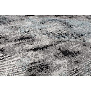 Black 5 ft. x 7 ft. Contemporary Distressed Geometric Area Rug