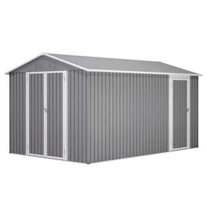 8 ft. W x 12 ft. D Outdoor Metal Storage Shed with Additional One Side Door (88.5 sq. ft.), Gray