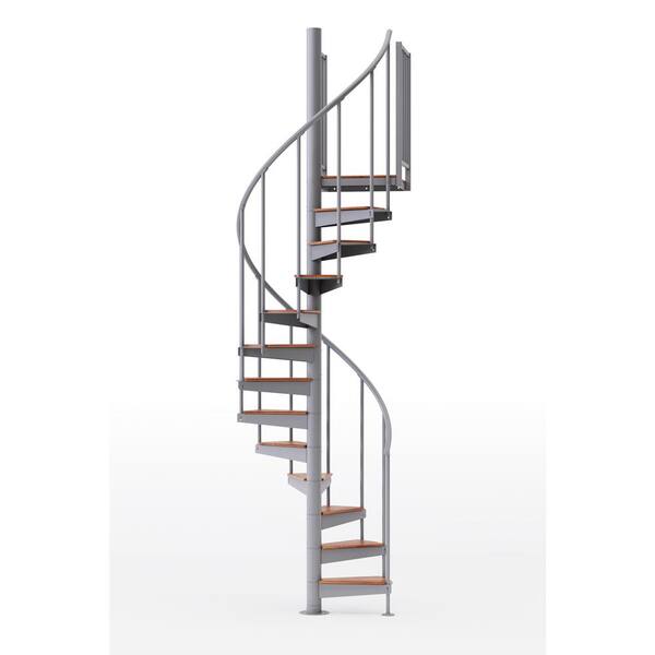 Mylen STAIRS Condor Gray Interior 42in Diameter, Fits Height 127.5in - 142.5in, 2 36in Tall Platform Rails Spiral Staircase Kit