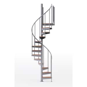 Condor Gray Interior 42in Diameter, Fits Height 127.5in - 142.5in, 2 42in Tall Platform Rails Spiral Staircase Kit