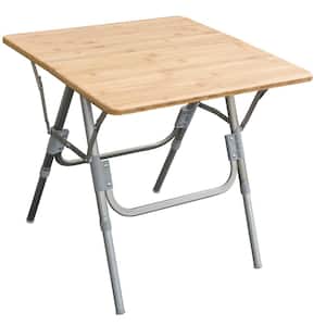 23.5 in. x 23.5 in. Adjustable Height Folding Side Bamboo Table, Great for Picnics in the Park