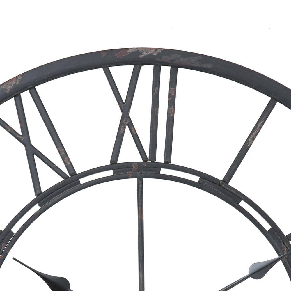 Oversized Matte Black Iron Roman Numeral Wall Clock