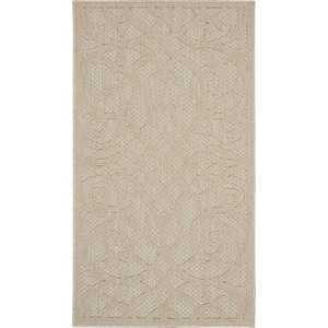 Palamos Cream Doormat Doormat 2 ft. x 4 ft. Geometric Contemporary Indoor/Outdoor Patio Area Rug