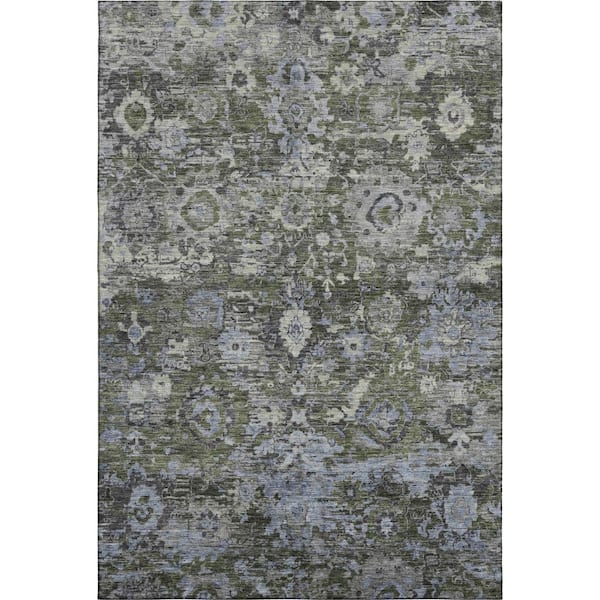 Mayfield Premium Machine Washable Abstract AMF2430 Olive 9 ft. x 12 ft. Area Rug