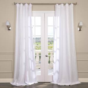Purity White Linen Rod Pocket Sheer Curtain - 50 in. W x 96 in. L