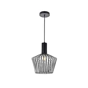 Timeless Home Rayna 1-Light Pendant in Black with 11.6 in. W x 13.8 in. H Shade