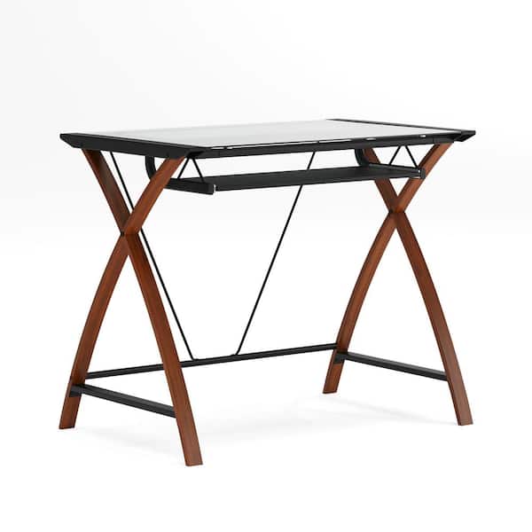 Carnegy Avenue Jude 39.5 in. Rectangular Clear/Cherry Computer Desk with Keyboard Tray