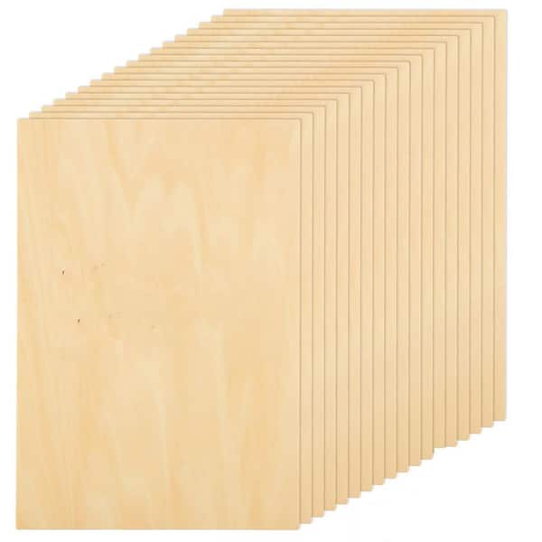 Afoxsos 1/8 in. x 16 in. x 12 ft. Basswood Project Panel - 10-Pack Unfinished Wood Sheets for Laser Cutting and Crafting