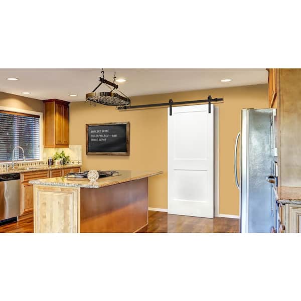 32 in. x 80 in. Shaker 2-Panel Unfinished Solid Core Primed PineWood Interior Sliding Barn Door with Bronze Hardware Kit 32 in. x 80 in. Shaker 2-Panel Unfinished Solid Core Primed PineWood Interior Sliding Barn Door with Bronze Hardware Kit