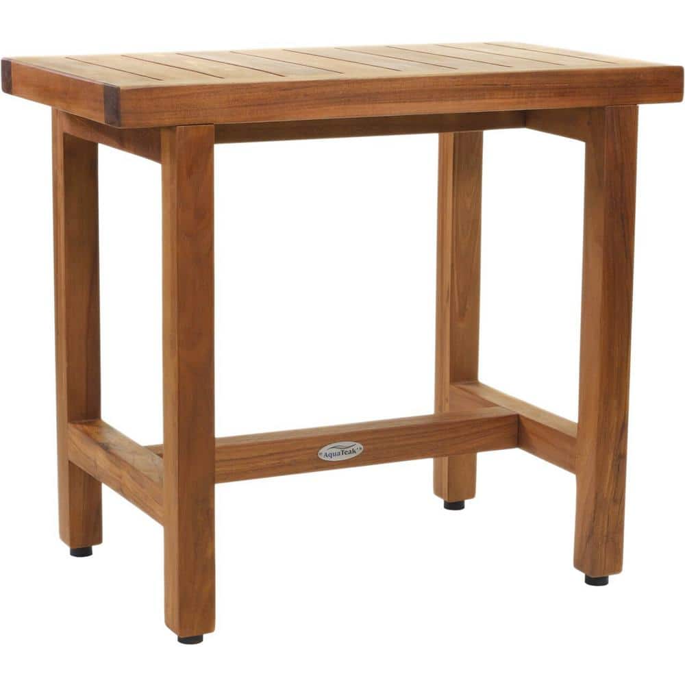 24 in x 14 in Spa Lotus Freestanding Teak Shower Bench with Elevated Height