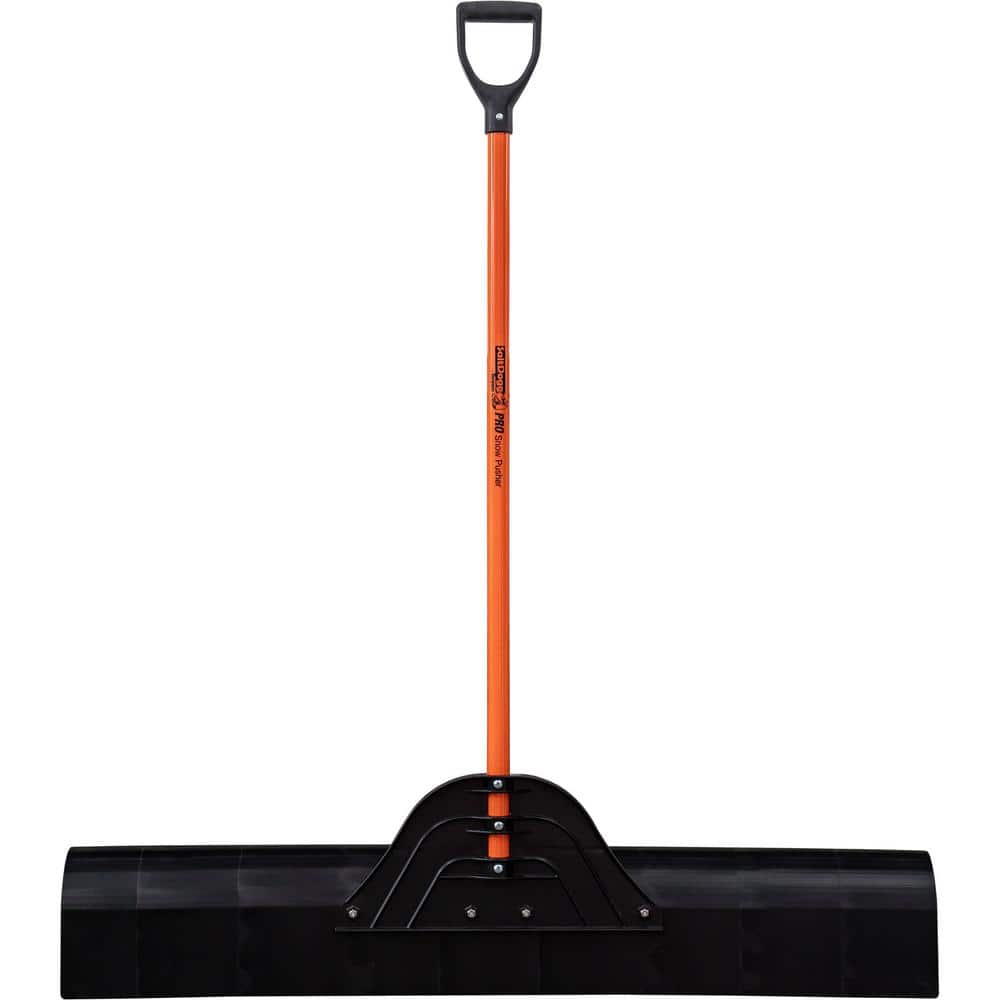 56-Inch Orange Fiberglass Handle Snow Shovel with Black Polyethylene Blade