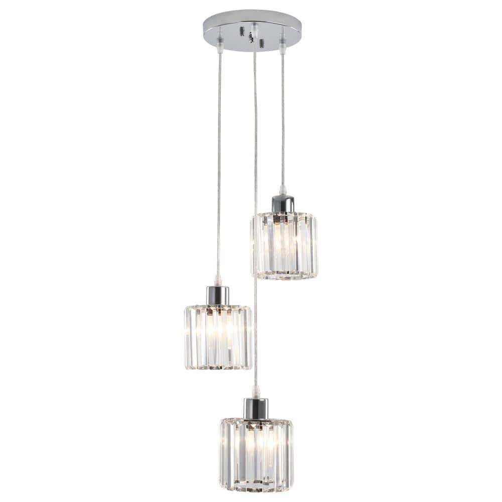 3 Light Chrome Round Crystal Chandelier for Kitchen Island Dining Room Bedroom with No Bulbs Included price history on PriceWatchPro