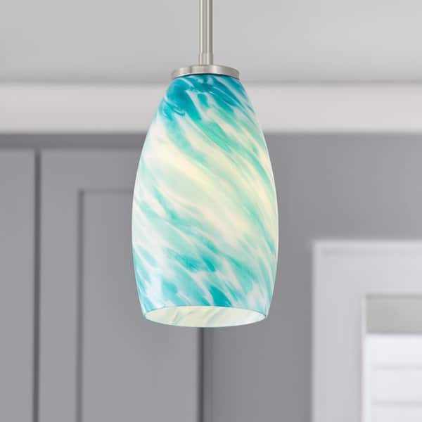 Home Decorators Collection 1-Light Blue Swirl Glass Ceiling Pendant 