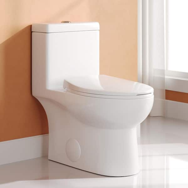 Ally 1-Piece 1.1/1.6 GPF Dual-Flush Elongated Toilet in Glossy White with Comfort Seat Height (Seat Included)