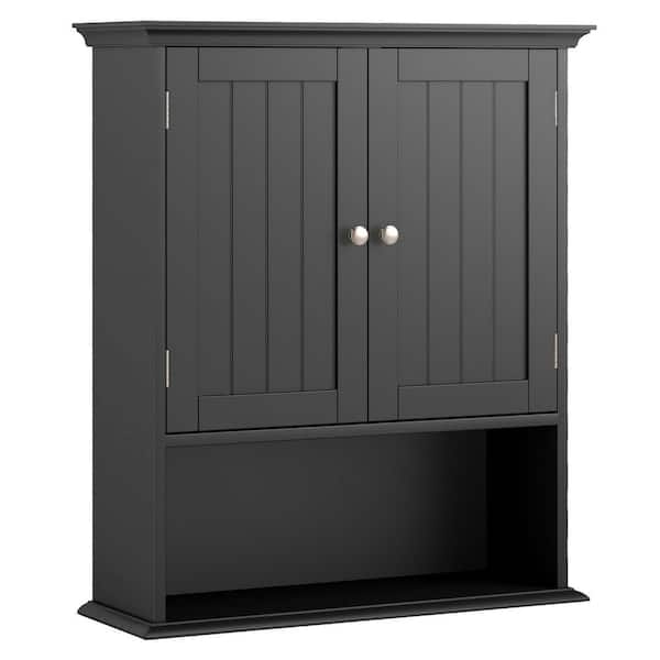 23.5 in. W x 8 in. D x 28 in. H 2 Doors Bathroom Wall Cabinet in Black