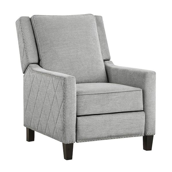 Lazzara Duke Gray Textured Fabric Upholstered Push Back Recliner