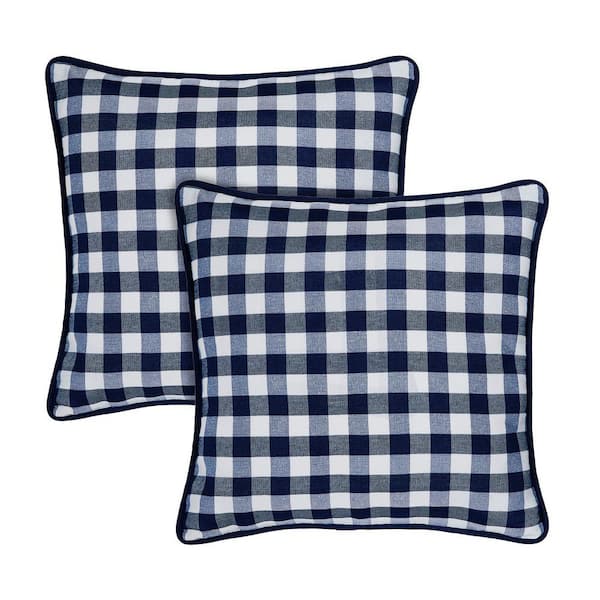 ACHIM Buffalo Check Navy Woven 18 in. x 18 in. Throw Pillow Covers (Set of  2) BCPC18NY72