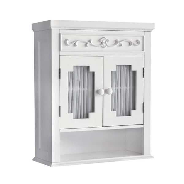 Teamson Home Drapery 21 in. W x 24-1/10 in. H x 7 in. D Bathroom Storage Wall Cabinet in White