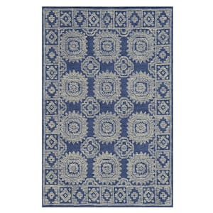 Opal Navy 9 ft. x 13 ft. Persian Bohemian Hand-Tufted Wool Area Rug