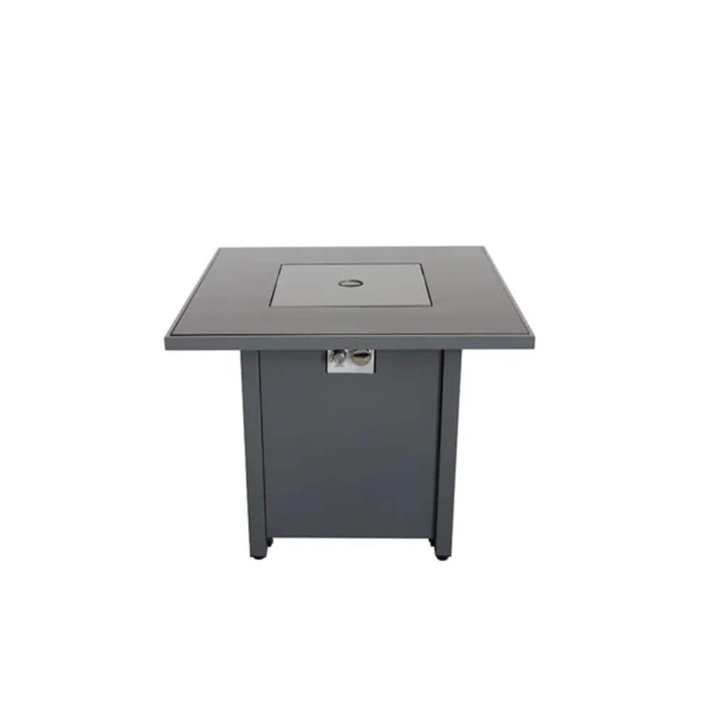 30 in. W x 30 in. D x 25 in. H Steel Outdoor Fire Pit Table with Smoked Glass Top in Gray price history on PriceWatchPro