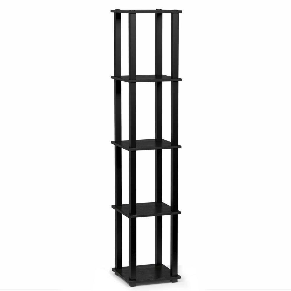 Black and Gray Adjustable 5-Tier Corner Wood Shelf