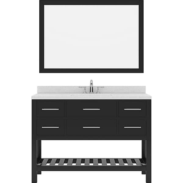 Virtu USA Caroline Estate 48 in. W x 22 in. D x 35 in. H Single Sink Bath Vanity in Espresso with Quartz Top and Mirror