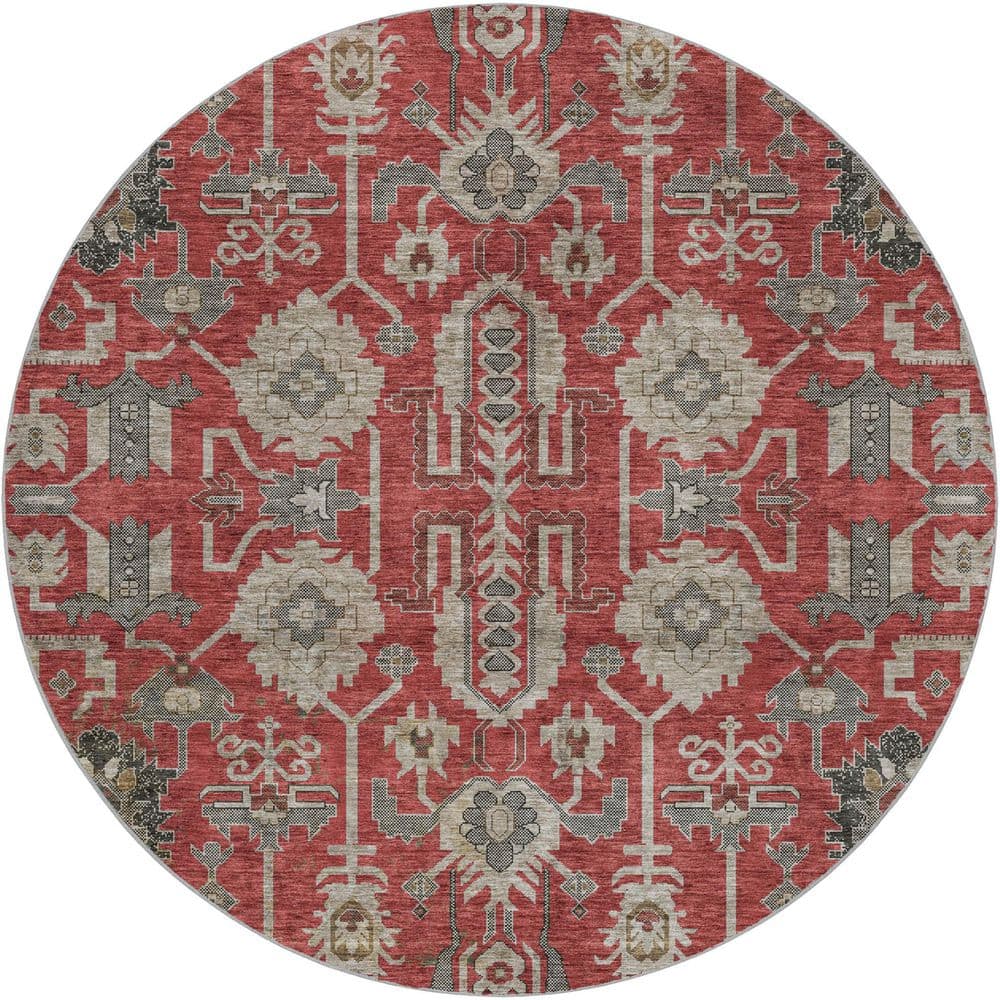 Dream Shag Premium Machine Washable Abstract ADS697 Paprika 8 ft. x 8 ft. Round Rug price history on PriceWatchPro