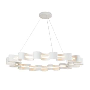 Nami 31-Watt 35 in. 10-Light Integrated LED Antique White Chandelier