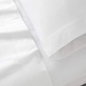 Cotton Percale White 4-Piece Queen Sheet Set