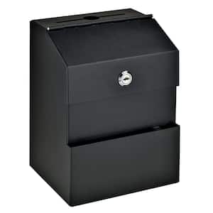 Comment Boss Locking Steel Suggestion Drop Box / Key Drop / Collection Box with 2 Keys, Black