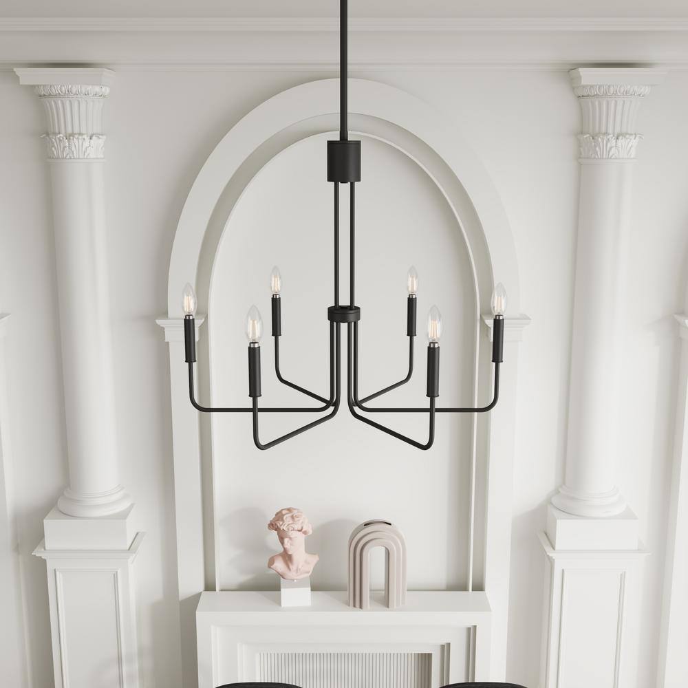 Aiwen Black Metal 6-Light Candle Style Industrial Chandelier