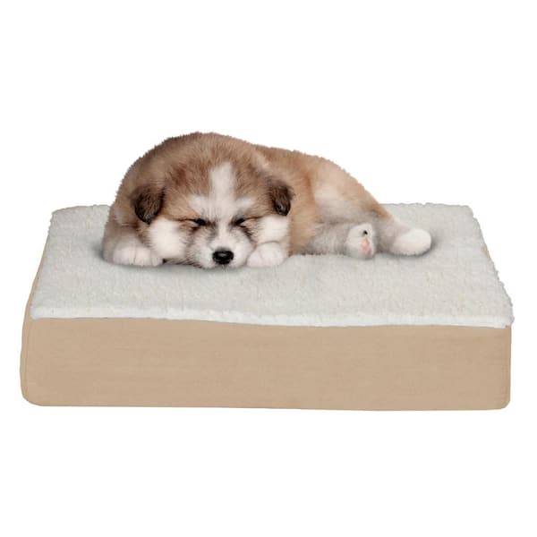 Petmaker Small Tan Orthopedic Sherpa Pet Bed M320140 - The Home Depot