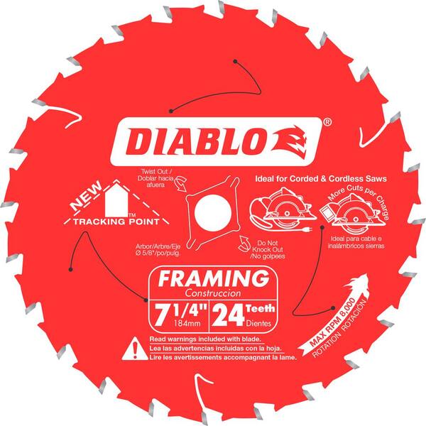 DIABLO Tracking Point 7-1/4 in. x 24-Tooth Framing Circular Saw Blade