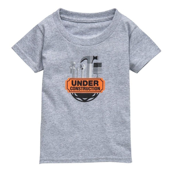 The Home Depot Toddler 2T Gray Cotton Under Construction T-Shirt