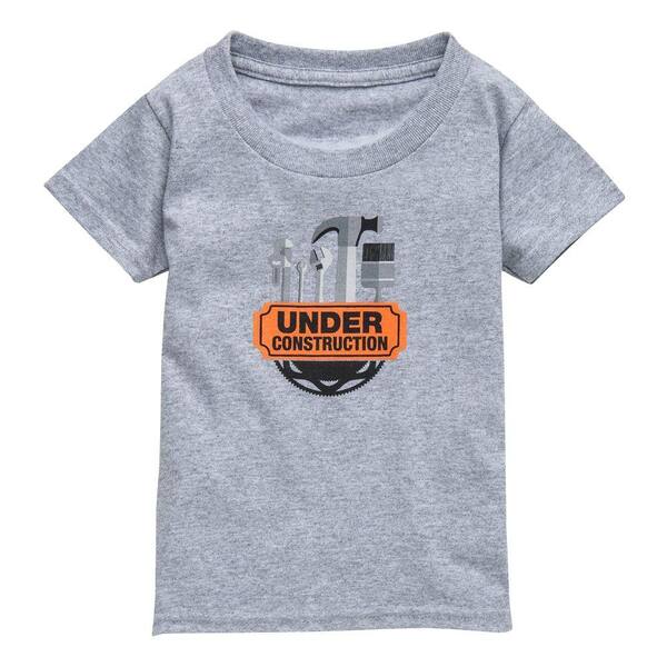 The Home Depot Toddler 5T Gray Cotton Under Construction T-Shirt