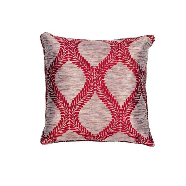 Kas Rugs Rustic Chic Red Geometric Hypoallergenic Polyester 18 in. x 18 in. Throw Pillow