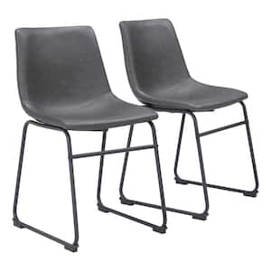 Smart Charcoal, Black Polyurethane Dining Side Chair Set of 2