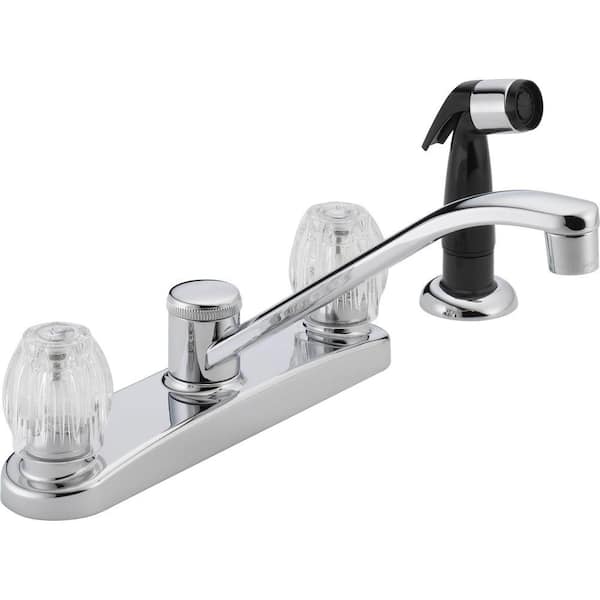 Peerless Core Knob Double-Handle Side Sprayer Standard Kitchen Faucet in Chrome