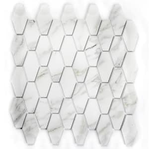 Art Deco Calacatta Gold Hexagon Mosaic 11.29 in. x 11.1 in. Marble Look Glass Decorative Wall Tile (20 sq. ft./Case)