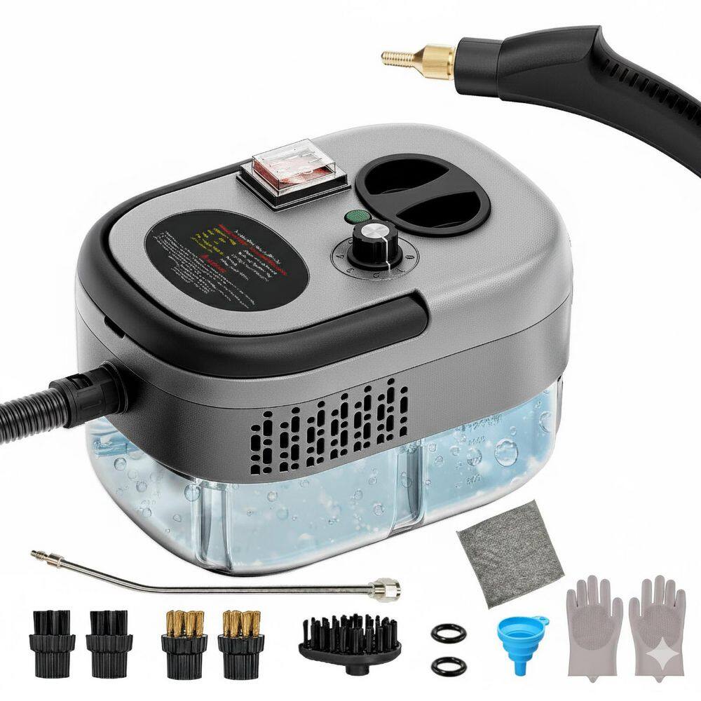 2500W Handheld Steam Cleane for Kitchen Toilet Floor Car w 3 Levels Steam, Brushes Pipe Rod, 1.2L Tank, 4.9FT Cord, Gray price history on PriceWatchPro