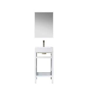 Ablitas 18 in. W x 18 in. D x 34 in. H Single Sink Bath Vanity in Chrome with White Composite Stone Top and Mirror