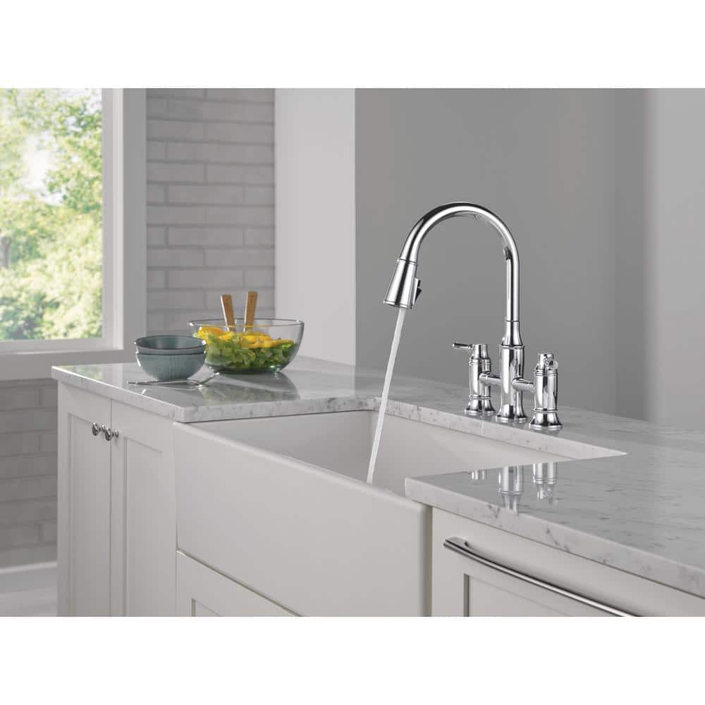 Renaldi Chrome Bridge Kitchen Faucet with Pull-out Spray