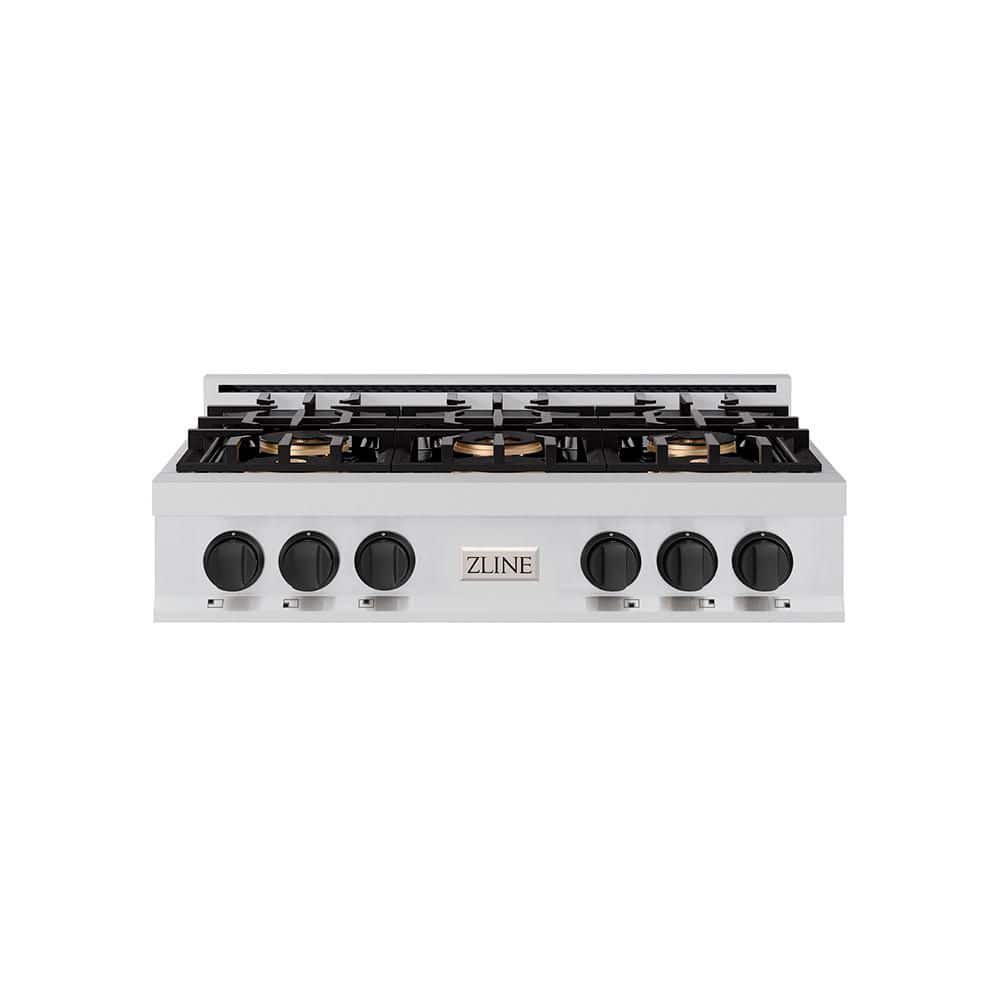 Autograph Edition 36 in. Classic Gas Rangetop with 6-Burner DuoPro Cooktop in Stainless Steel and Matte Black Accents