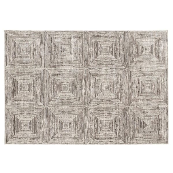 Home Decorators Collection Catalina Gray 5 ft.3 in. X 7 ft. 3 in. Geometric Polypropylene/Polyester Area Rug