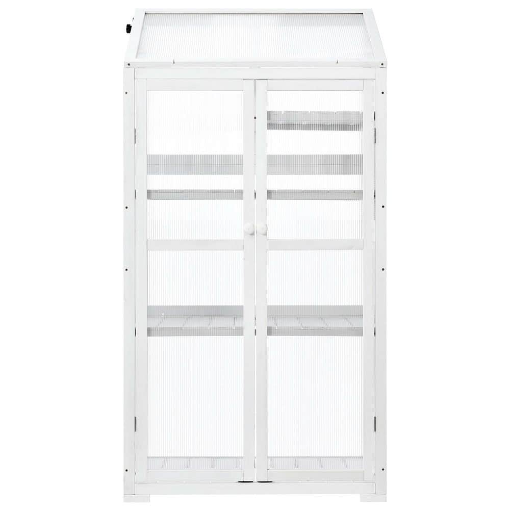 31.5 in. W x 22.4 in. D x 62 in. H Fir Wood and Polycarbonate White Portable Greenhouse with Wheels and Adjustable price history on PriceWatchPro