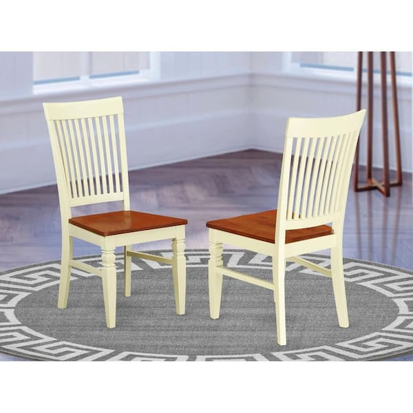 HOME IMPORTS EMPORIUM Buttermilk and Cherry Wooden Seat Slat Back Dining Chair (Set of 2)