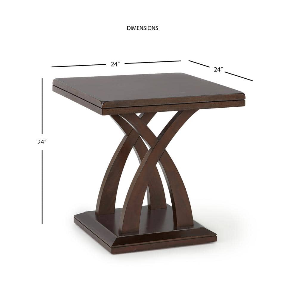 Jocelyn Espresso Square Wood End Table 24"