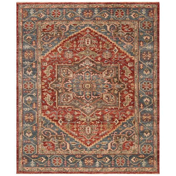 Samarkand 10 ft. x 14 ft. Red/Blue Ornate Medallion Area Rug