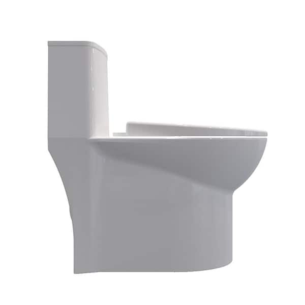 Sarlai 12 in. Rough-In 1-piece 1.6/1.1 GPF Dual Flush Elongated Toilet in White Soft-Close Seat Included