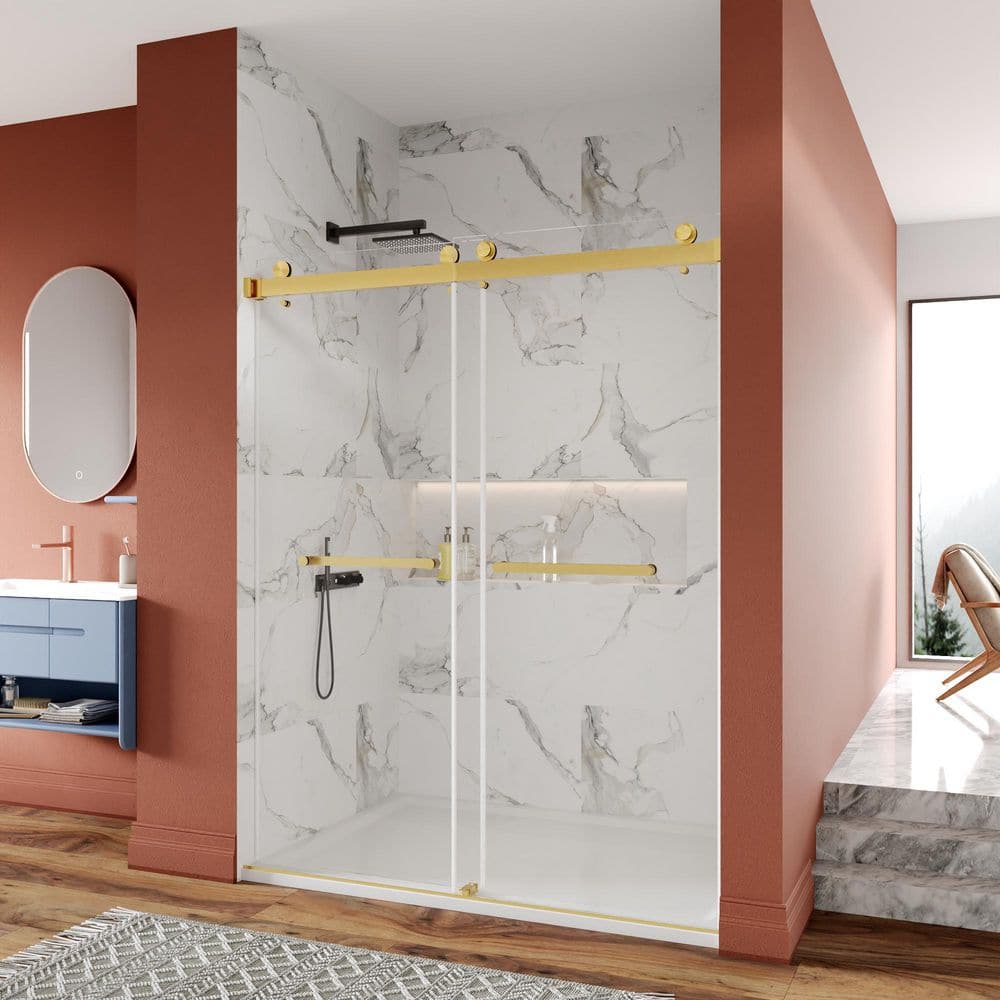 Concord Gold Frameless Sliding Shower Door with Tempered Glass